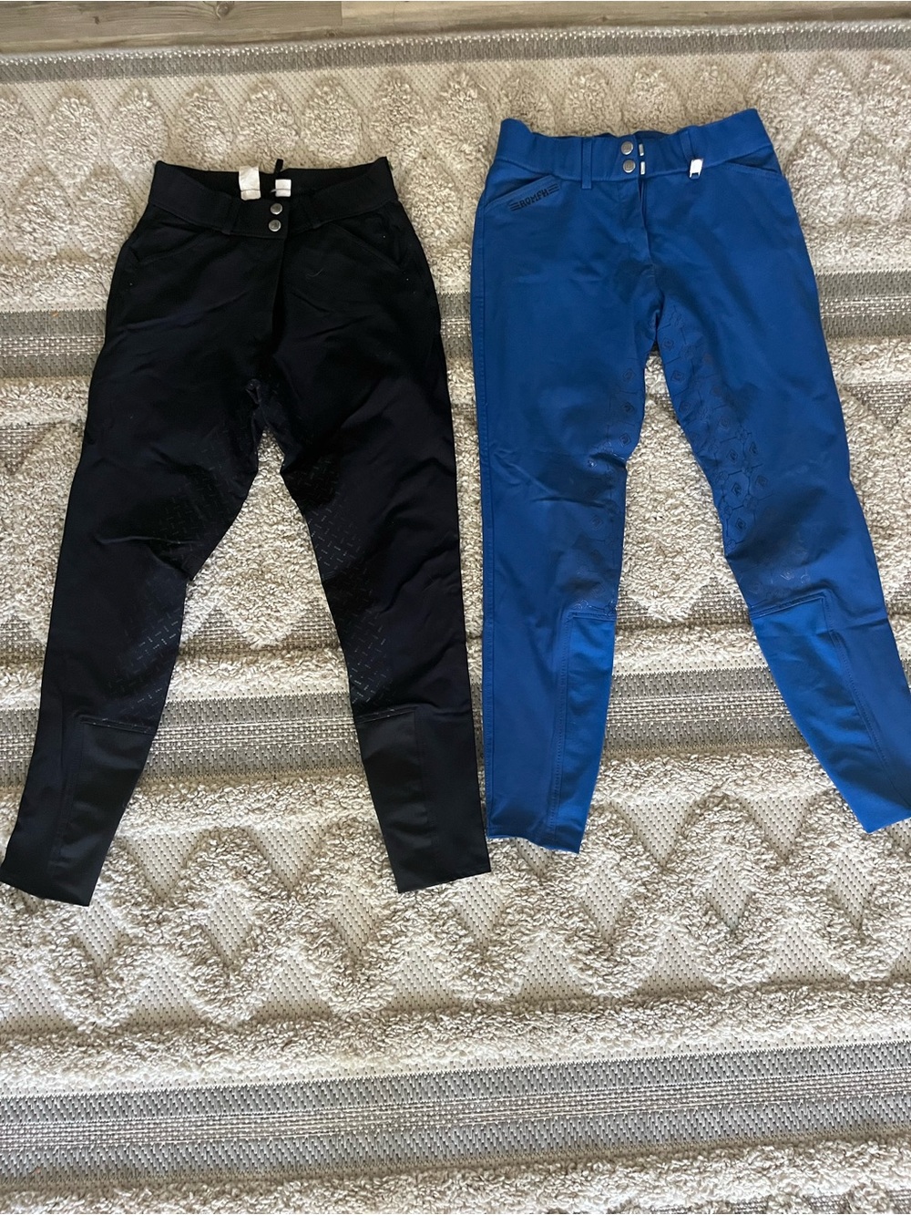 Romfh Black and Blue Full Seat Breeches 26r